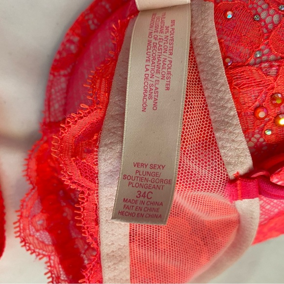 Victoria’s Secret Very Sexy Bra with Garter belt, Size 34C, orange & pink - Picture 6 of 8